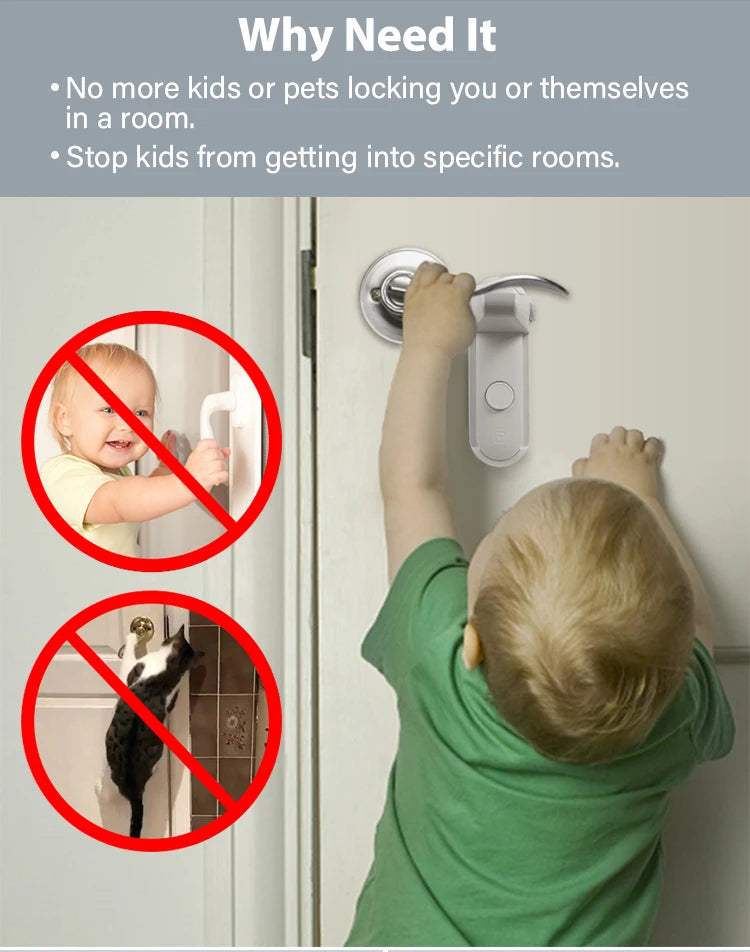 1PC Door Lever Lock, Baby Proofing Door Handle Lock, Childproof Door Knob Lock, Easy to Install